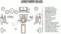 Декоративные накладки салона Honda Element 2003-2006 базовый набор, РКПП или АКПП