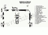 Декоративные накладки салона Nissan Altima 1994-1994 АКПП, с часами, без OEM, 23 элементов.