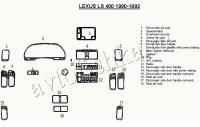 Декоративные накладки салона Lexus LS-400 1990-1992 полный набор, Соответствие OEM, 18 элементов.