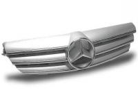 Mercedes CLK W209 (03-09) решетка радиатора серебристая, дизайн Big Star, стиль CL, 3 ламели.