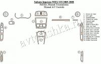 Декоративные накладки салона Subaru Impreza WRX 2005-2008 полный набор, Механическая коробка передач, ручной AC Control