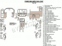 Декоративные накладки салона Ford Escape 2005-2006 полный набор