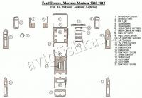 Декоративные накладки салона Ford Escape 2010-2012 полный набор без подсветки Ambient lighting.