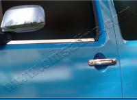 Nissan Navara (05–/10–) Накладки на дверные ручки, нерж., 2 двери ( с 2-мя отверстиями под ключ)