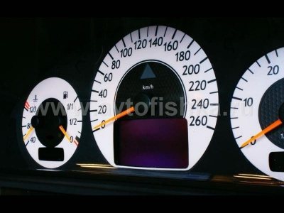 Mercedes W210 E class 1999-2003 светящиеся шкалы приборов - накладки на циферблаты панели приборов, дизайн № 2
