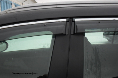Ford Mondeo (08–) Дефлекторы боковых окон с хромированным молдингом, OEM стиль, седан