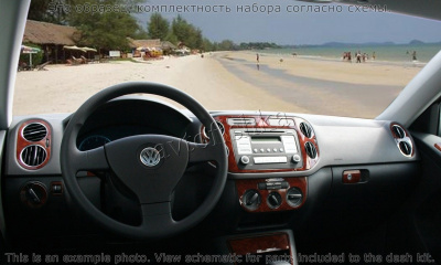 Декоративные накладки салона Volkswagen Tiguan 2010-н.в. полный набор, ручной AC Control