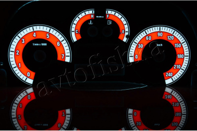 Fiat Punto 2 светодиодные шкалы (циферблаты) на панель приборов - дизайн 2