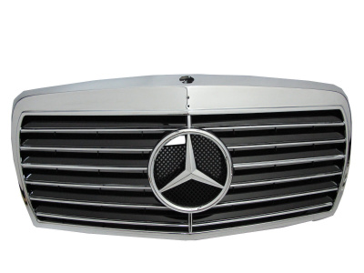 Mercedes S W126 (80-92) решетка радиатора черная со звездой, дизайн "Авангард"