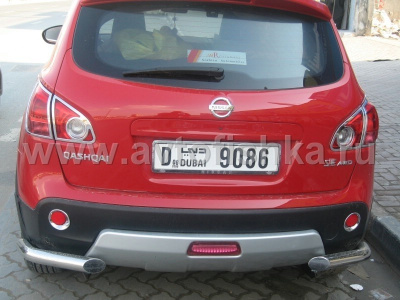 Nissan Qashqai (06-) накладка заднего бампера нижняя серебристая.