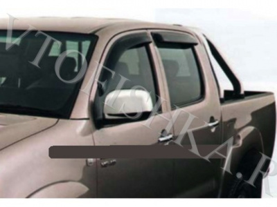Дефлекторы боковых окон 4 части темные Toyota Hilux 2005-