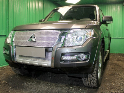 Mitsubishi Pajero (14–) Защита радиатора Premium, хром, верх