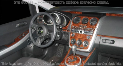 Декоративные накладки салона Mazda CX7 2007-2009 полный набор, Автоматическая коробка передач, без навигации