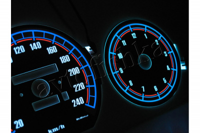 Mercedes 190 W201 светодиодные шкалы (циферблаты) на панель приборов - дизайн 3