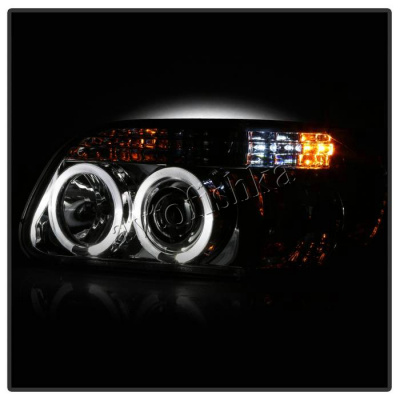 Ford Explorer (95-01) фары линзовые хромированные, со светящимися ободками и светодиодной подсветкой, комплект 2 шт.