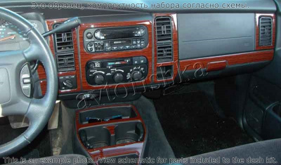 Декоративные накладки салона Dodge Dakota 2002-2004 4 двери, Bench Seats, с дверные панели, 29 элементов