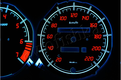 Opel Corsa B/Tigra светодиодные шкалы (циферблаты) на панель приборов - дизайн 1