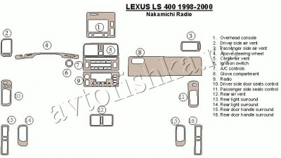 Декоративные накладки салона Lexus LS-400 1998-2000 Nakamichi Радио