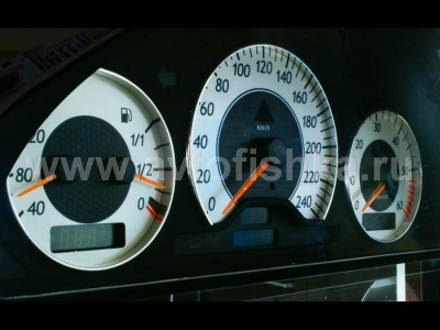 Mercedes W202 C class 1995-2000 светящиеся шкалы приборов - накладки на циферблаты панели приборов, дизайн № 2