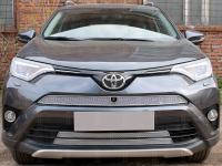 Toyota RAV4 (15–) Защита радиатора Premium, хром, верх (с камерой)