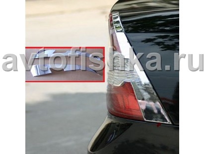 Ford Focus (05-10) седан хромированные декоративные накладки на задние фонари, пластик, комплект 2 шт.