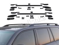 Toyota Land Cruiser 200 (07-/12-/15-) рейлинги продольные  (багажник) алюминиевые черные на крышу, дизайн оригинал