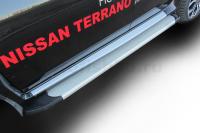 Комплект защиты штатных порогов алюминиевый профиль Arbori "Optima Silver" 1800 серебристая NISSAN TERRANO 2014-