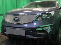 Kia Sportage (14–15) Защита радиатора, хром, верх (Classic)
