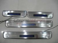 Mitsubishi Lancer 10 (07-) накладки порогов дверных проемов из нержавеющей стали с подсветкой, комплект 4 шт.