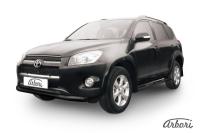 Защита переднего бампера Arbori d76+d57 двойная черная TOYOTA RAV-4 L 2009-2010