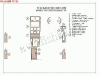 Suzuki Escudo (05-08) декоративные накладки под дерево или карбон (отделка салона), полный набор, cтандартная 2DIN навигация, МКпп , правый руль