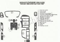 Декоративные накладки салона Nissan Pathfinder 1999-2000 АКПП, без Message Center, 4WD, 15 элементов.