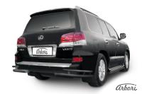 Защита заднего бампера "уголки" Arbori d76+d42 двойные черные LEXUS LX-570 2012-