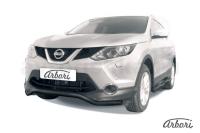 Защита переднего бампера Arbori d57 волна черная NISSAN QASHQAI 2014-