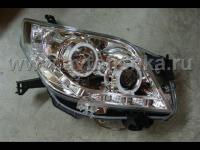 Toyota Land Cruiser Prado 150 (10-) фары передние линзованные хромированные со светящимися ободками и светодиодной подсветкой, комплект 2 шт.