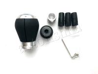 Ручка на рычаг КПП, черная кожа со стразами/алюминий