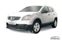Защита переднего бампера Arbori d57+d42 двойная короткая черная NISSAN QASHQAI +2 2011-