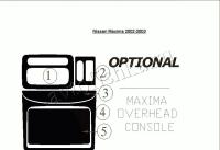 Декоративные накладки салона Nissan Maxima 2002-2003 Overhead Console, 5 элементов.