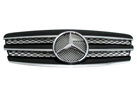 Mercedes E W211 (02-06) решетка радиатора черная, дизайн Big Star "Авангард" (Avangard), 3 ламели