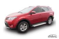 Комплект защиты штатных порогов алюминиевый профиль Arbori "Optima Silver" 1700 серебристая TOYOTA RAV4 2013-