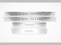Hyundai Tucson (2004-) накладки на пороги из нержавеющей стали, 4 шт.