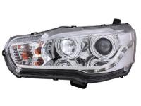Mitsubishi Lancer (07-) линзовые передние фары хромированные, со светящимся ободком, в комплекте 2 шт.