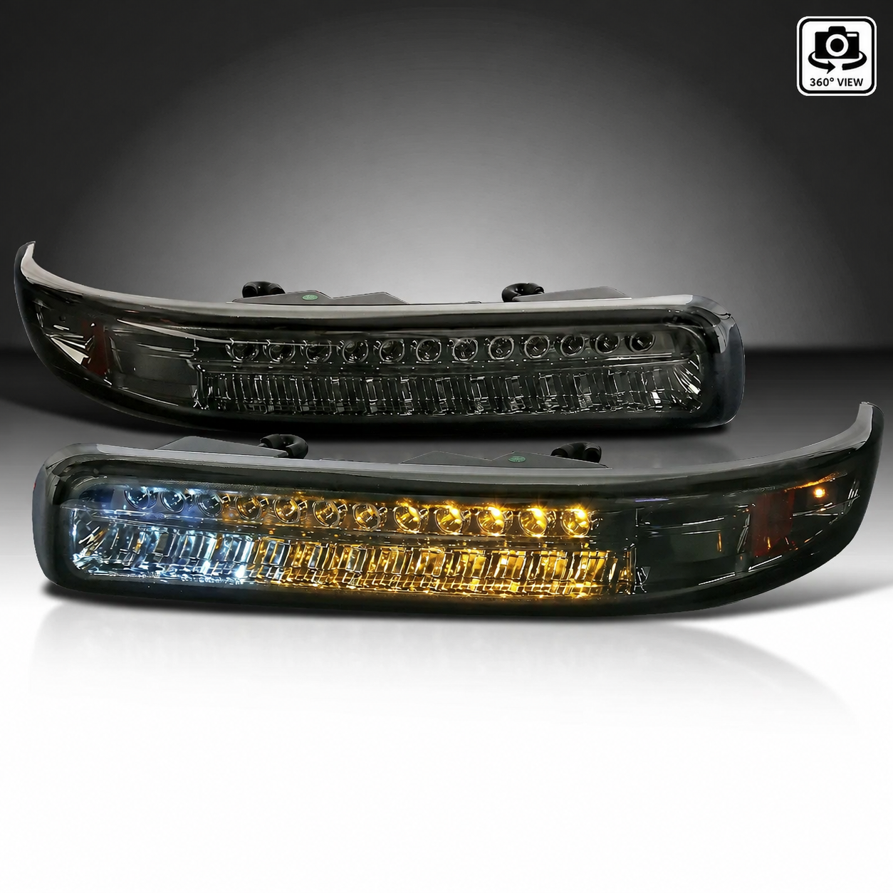 Передние LED-указатели поворота и габариты Chevrolet Silverado, Tahoe и Suburban 1999–2006, тонированные, комплект