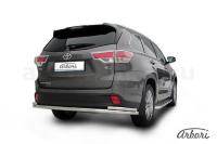 Защита заднего бампера Arbori d57+d42 двойная длинная TOYOTA HIGHLANDER 2014-