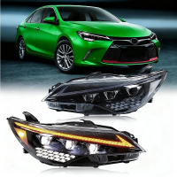 Toyota Camry XV55 рестайл (2015-2017) передние светодиодные фары с динамическими поворотниками и ДХО, черные