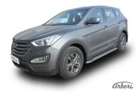 Комплект защиты штатных порогов алюминиевый профиль Arbori "Luxe Black" 1800 черная HYUNDAI SANTA-FE 2012-