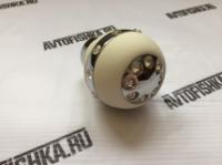 Ручка на рычаг КПП, белая кожа со стразами