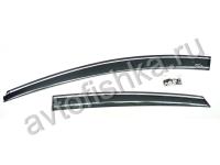 Volkswagen Polo (10-) дефлекторы боковых окон темные, с хромированной надписью, комплект 4 шт.