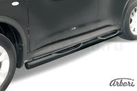 Защита штатных порогов Arbori d76 с проступями черная NISSAN JUKE 4WD 2010-