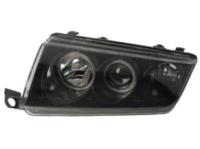 Skoda Fabia (00-04) фары передние линзовые со светящимися ободками, черные